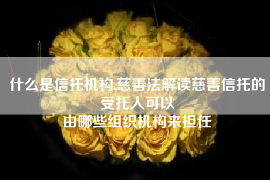 什么是信托机构,慈善法解读慈善信托的受托人可以
由哪些组织机构来担任 什么是信托机构,慈善法解读慈善信托的受托人可以
由哪些组织机构来担任