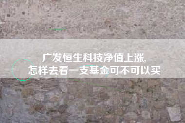 广发恒生科技净值上涨,
怎样去看一支基金可不可以买