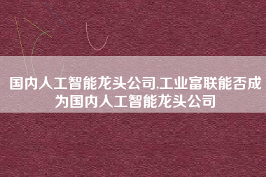 国内人工智能龙头公司,工业富联能否成为国内人工智能龙头公司