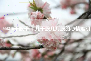 300810千股千评,几千股几万股的心情难明