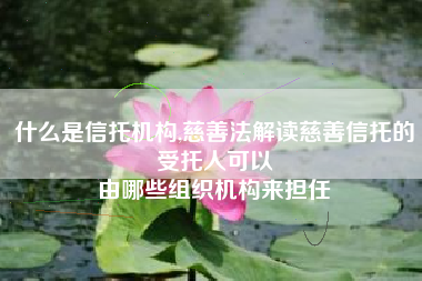 什么是信托机构,慈善法解读慈善信托的受托人可以
由哪些组织机构来担任 什么是信托机构,慈善法解读慈善信托的受托人可以
由哪些组织机构来担任