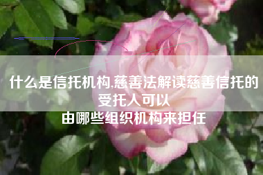 什么是信托机构,慈善法解读慈善信托的受托人可以
由哪些组织机构来担任 什么是信托机构,慈善法解读慈善信托的受托人可以
由哪些组织机构来担任