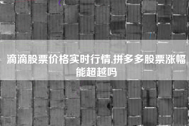 滴滴股票价格实时行情,拼多多股票涨幅能超越吗