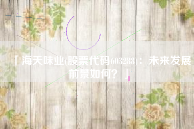 「海天味业(股票代码603288)：未来发展前景如何？」
