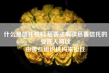 什么是信托机构,慈善法解读慈善信托的受托人可以
由哪些组织机构来担任 什么是信托机构,慈善法解读慈善信托的受托人可以
由哪些组织机构来担任