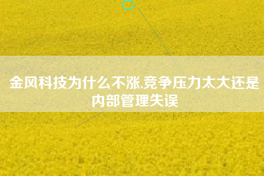 金风科技为什么不涨,竞争压力太大还是内部管理失误