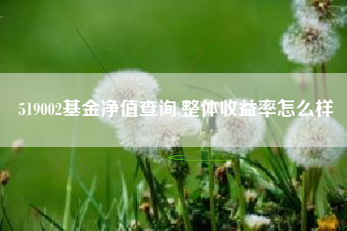 519002基金净值查询,整体收益率怎么样