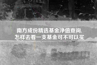 南方成份精选基金净值查询,
怎样去看一支基金可不可以买