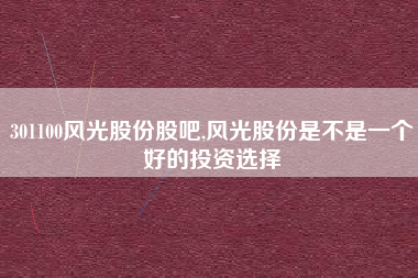 301100风光股份股吧,风光股份是不是一个好的投资选择
