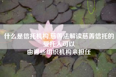 什么是信托机构,慈善法解读慈善信托的受托人可以
由哪些组织机构来担任 什么是信托机构,慈善法解读慈善信托的受托人可以
由哪些组织机构来担任