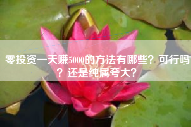 零投资一天赚5000的方法有哪些？可行吗？还是纯属夸大？