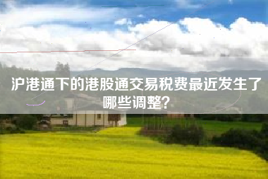 沪港通下的港股通交易税费最近发生了哪些调整？