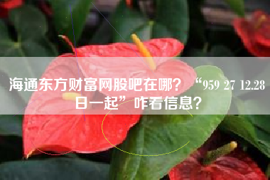 海通东方财富网股吧在哪？“959 27 12.28日一起”咋看信息？
