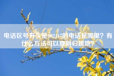 电话区号开头是002417的电话是哪里？有什么方法可以查明归属地？