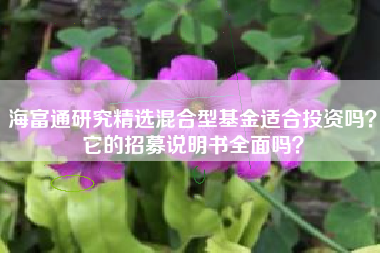 海富通研究精选混合型基金适合投资吗？它的招募说明书全面吗？