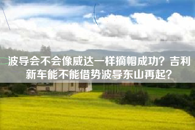 波导会不会像威达一样摘帽成功？吉利新车能不能借势波导东山再起？