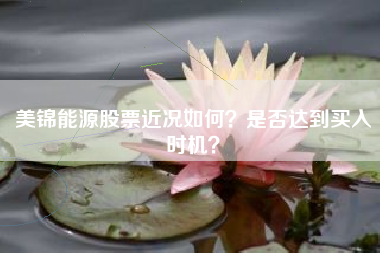 美锦能源股票近况如何？是否达到买入时机？