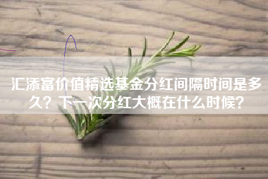 汇添富价值精选基金分红间隔时间是多久？下一次分红大概在什么时候？