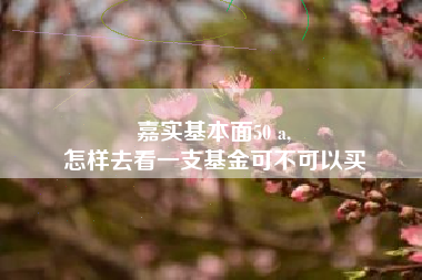 嘉实基本面50 a,
怎样去看一支基金可不可以买