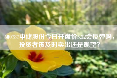 600787中储股份今日开盘价5.32会反弹吗,投资者该及时卖出还是观望?