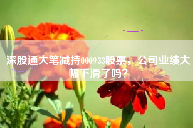深股通大笔减持000933股票，公司业绩大幅下滑了吗？