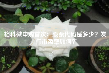 格科微申购首次：股票代码是多少？发行市盈率如何？