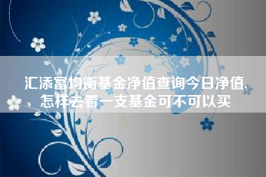 汇添富均衡基金净值查询今日净值,
怎样去看一支基金可不可以买