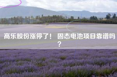 高乐股份涨停了！ 固态电池项目靠谱吗？