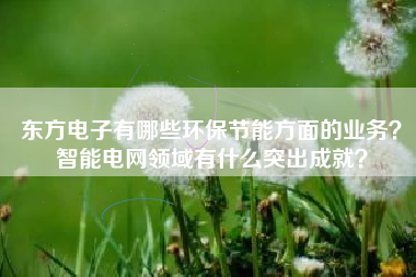 东方电子有哪些环保节能方面的业务?智能电网领域有什么突出成就?