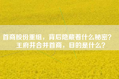 首商股份重组，背后隐藏着什么秘密？  王府井合并首商，目的是什么？