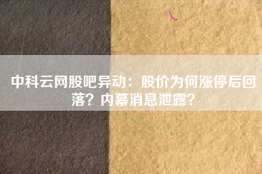 中科云网股吧异动：股价为何涨停后回落？内幕消息泄露？