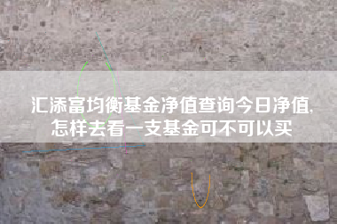 汇添富均衡基金净值查询今日净值,
怎样去看一支基金可不可以买