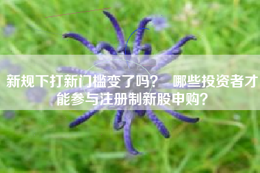 新规下打新门槛变了吗？  哪些投资者才能参与注册制新股申购？