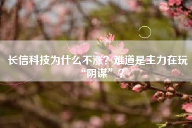 长信科技为什么不涨?难道是主力在玩“阴谋”?