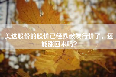 美达股份的股价已经跌破发行价了，还能涨回来吗？