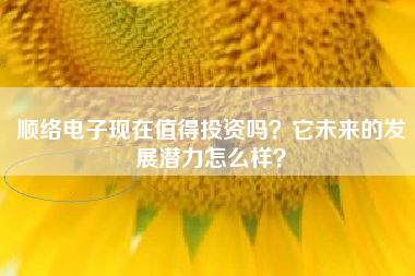 顺络电子现在值得投资吗？它未来的发展潜力怎么样？