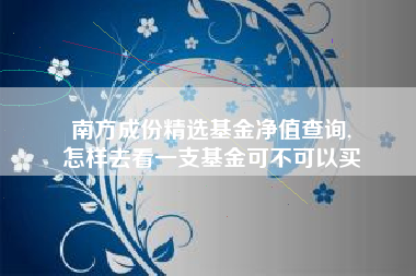 南方成份精选基金净值查询,
怎样去看一支基金可不可以买