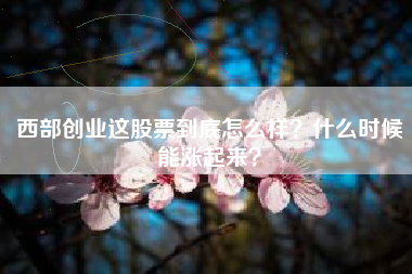 西部创业这股票到底怎么样?什么时候能涨起来?