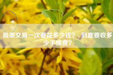 股票交易一次要花多少钱？  到底要收多少手续费？