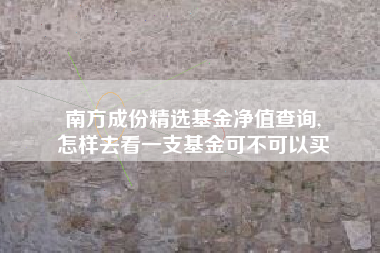 南方成份精选基金净值查询,
怎样去看一支基金可不可以买