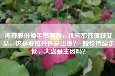 神开股份换手率飙升，机构都在疯狂交易，这是要拉升还是出货？  股价持续走低，大盘是主因吗？
