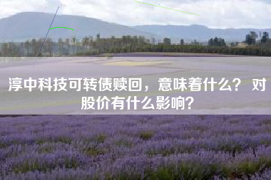 淳中科技可转债赎回，意味着什么？ 对股价有什么影响？