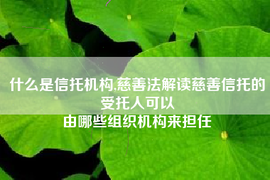 什么是信托机构,慈善法解读慈善信托的受托人可以
由哪些组织机构来担任 什么是信托机构,慈善法解读慈善信托的受托人可以
由哪些组织机构来担任