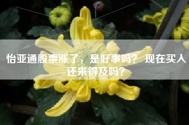 怡亚通股票涨了，是好事吗？ 现在买入还来得及吗？