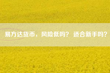 易方达货币，风险低吗？ 适合新手吗？