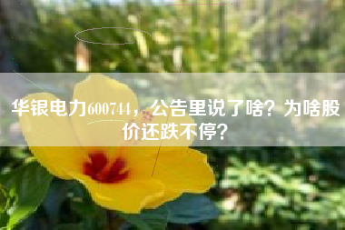 华银电力600744，公告里说了啥？为啥股价还跌不停？