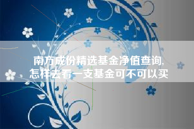 南方成份精选基金净值查询,
怎样去看一支基金可不可以买