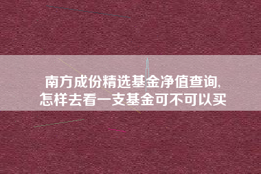 南方成份精选基金净值查询,
怎样去看一支基金可不可以买