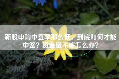 新股申购中签率那么低，到底如何才能中签？资金量不够怎么办？