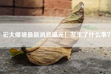 宏大爆破最新消息曝光！发生了什么事？